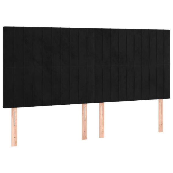 vidaXL Čelo postele s LED čern&eacute; 200x5x118/128 cm samet