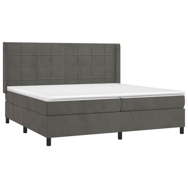 vidaXL Box spring postel s matrac&iacute; tmavě &scaron;ed&aacute; 200x200 cm samet