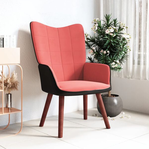 vidaXL Relaxačn&iacute; křeslo růžov&eacute; samet a PVC