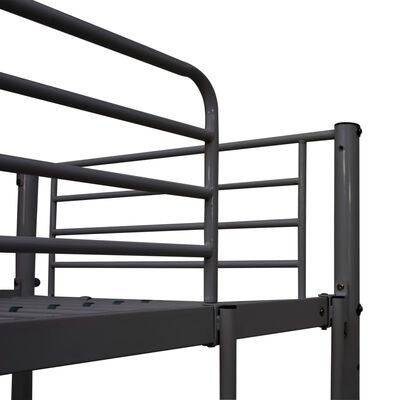 vidaXL Rám poschoďové postele se stolem šedý kov 90 x 200 cm