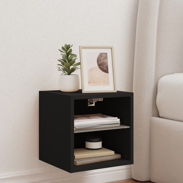 vidaXL N&aacute;stěnn&aacute; TV skř&iacute;ňka s LED osvětlen&iacute;m čern&aacute; 30 x 28,5 x 30 cm