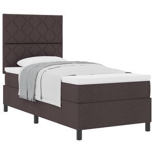 vidaXL Postel s boxspringem s čelo Tmavě hněd&aacute; 100 x 200 cm textil