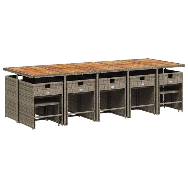 vidaXL 15d&iacute;ln&yacute; zahradn&iacute; j&iacute;deln&iacute; set s podu&scaron;kami &scaron;ed&yacute; polyratan