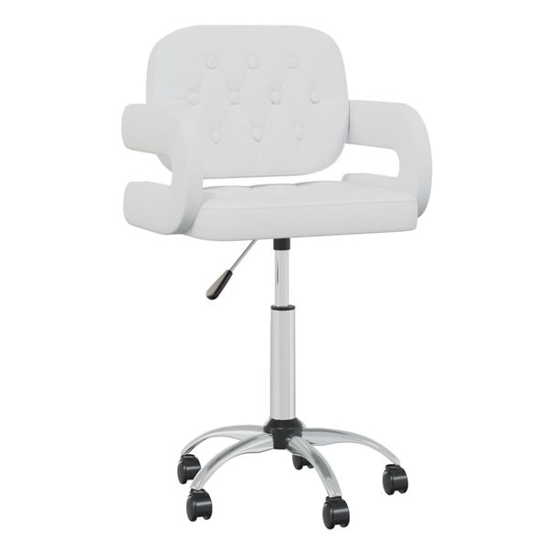 vidaXL Otočn&eacute; j&iacute;deln&iacute; židle 2 ks b&iacute;l&eacute; uměl&aacute; kůže