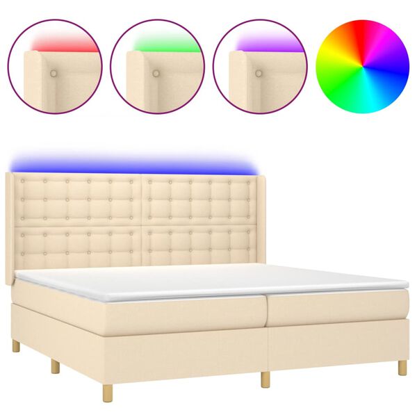 vidaXL Box spring postel s matrac&iacute; a LED kr&eacute;mov&aacute; 200x200 cm textil