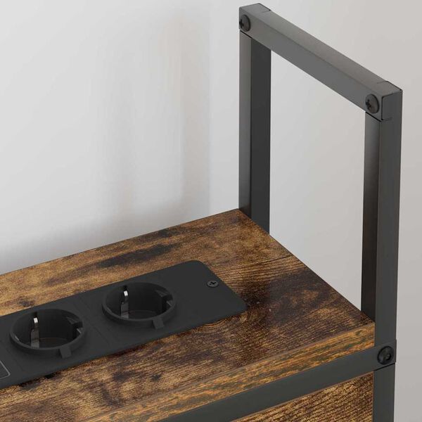 vidaXL &Uacute;ložn&aacute; hlavov&aacute; deska s nab&iacute;jec&iacute; stanic&iacute; s polic&iacute; Kouřov&yacute; dub