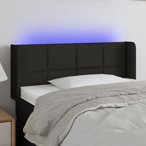 vidaXL Čelo postele s LED čern&eacute; 83 x 16 x 78/88 cm textil