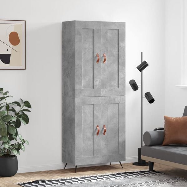 vidaXL Skř&iacute;ň highboard betonově &scaron;ed&aacute; 69,5x34x180 cm kompozitn&iacute; dřevo