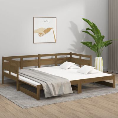 vidaXL Výsuvná postel medově hnědá masivní borovice 2x (80 x 200) cm