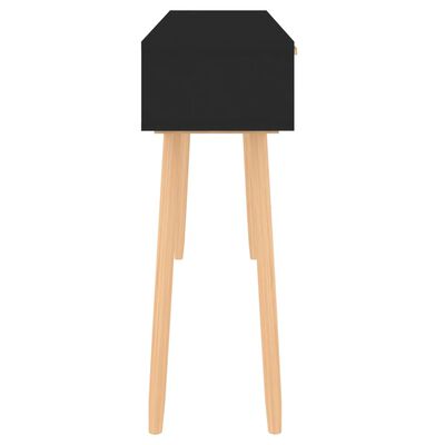 vidaXL Konzolový stolek černý 105x30x75 cm borovice a přírodní ratan