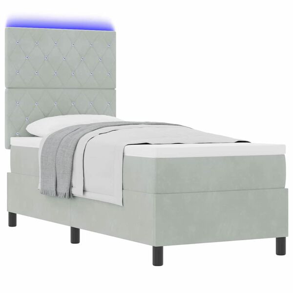 vidaXL LED box pružinov&aacute; postel s čelo Světle &scaron;ed&aacute; 80 x 200 cm textil