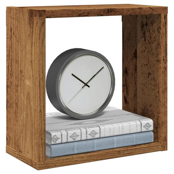 vidaXL N&aacute;stěnn&eacute; police kostky 2 ks old wood 30 x 15 x 30 cm kompozit
