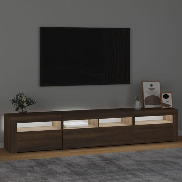 vidaXL TV skř&iacute;ňka s LED osvětlen&iacute;m hněd&yacute; dub 210 x 35 x 40 cm