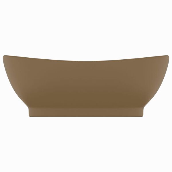 vidaXL Luxusní umyvadlo přepad oválné matné krémové 58,5x39cm keramika