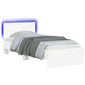 vidaXL R&aacute;m postele s LED p&aacute;sky s čelo B&iacute;l&aacute; Kompozitn&iacute; dřevo
