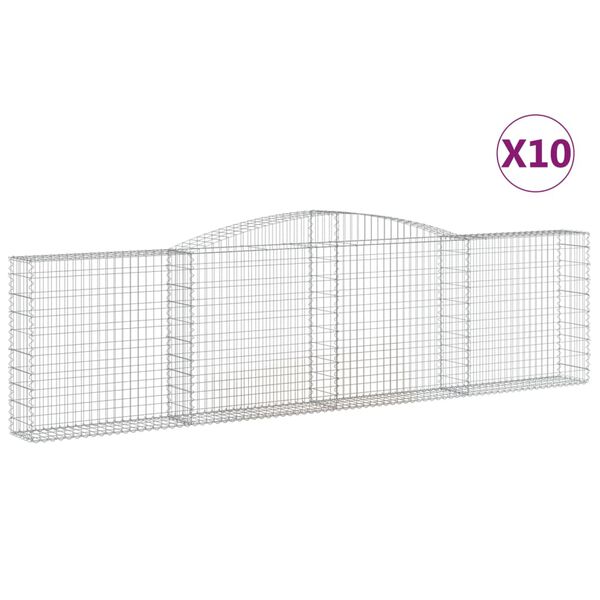 vidaXL Klenuté gabionové koše 10ks 400x30x100/120cm pozinkované železo