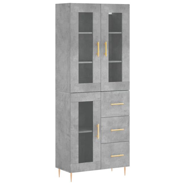 vidaXL Skř&iacute;ň highboard betonově &scaron;ed&aacute; 69,5x34x180 cm kompozitn&iacute; dřevo