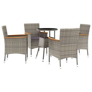 vidaXL 5d&iacute;ln&yacute; zahradn&iacute; bistro set s podu&scaron;kami &scaron;ed&yacute; polyratan
