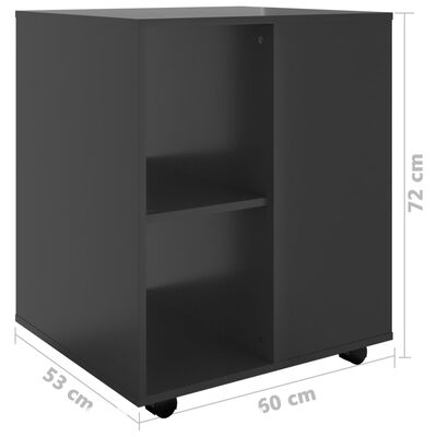 vidaXL Skříňka na kolečkách černá vysoký lesk 60x53x72 cm dřevotříska