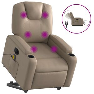 vidaXL Elektrick&eacute; zvedac&iacute; mas&aacute;žn&iacute; polohovac&iacute; křeslo cappuccino koženka
