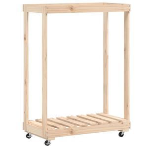 vidaXL Stojan na dřevo na kolečk&aacute;ch 76,5x40x108 cm masivn&iacute; borovice