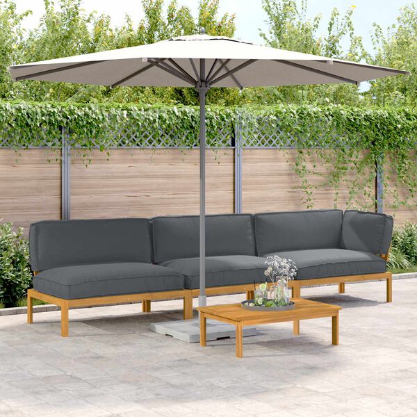 vidaXL Set pohovek s pol&scaron;t&aacute;řem 4 pcs Antracit Masivn&iacute; ak&aacute;tov&eacute; dřevo