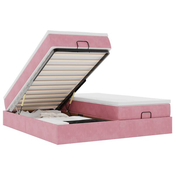 vidaXL Osmanský rám postele s matrací růžová 200x200cm samet