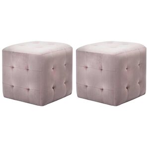 vidaXL Taburety 2 ks růžov&eacute; 30 x 30 x 30 cm sametov&aacute; l&aacute;tka