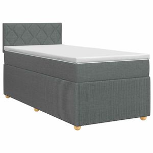 vidaXL Postel boxspring s matrac&iacute; s čelo Tmavě &scaron;ed&aacute; 90 x 190 cm Textil