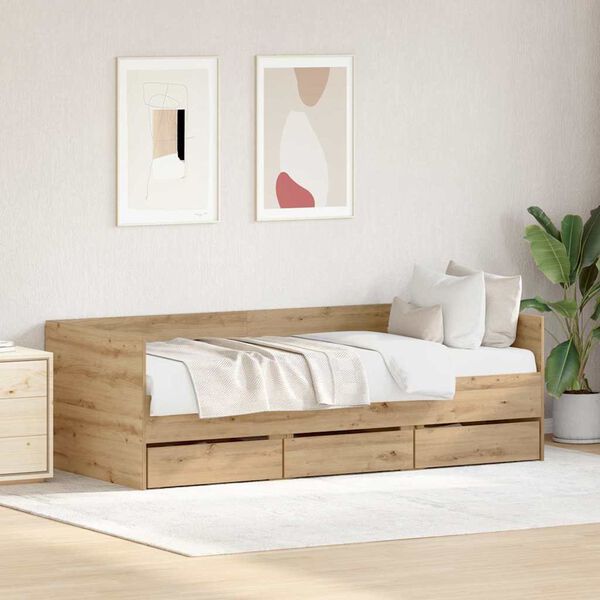 vidaXL Daybed s čelo Artisanový dub 90 x 200 cm kompozitní dřevo