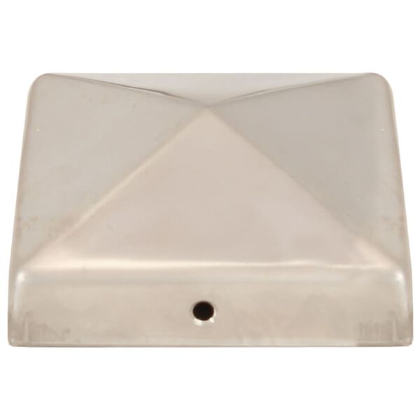 vidaXL Krytky na plotové sloupky ve tvaru stříšky 6 ks nerez 81x81 mm