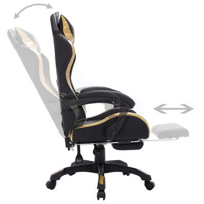 vidaXL Herní židle s RGB LED podsvícením zlato-černá umělá kůže