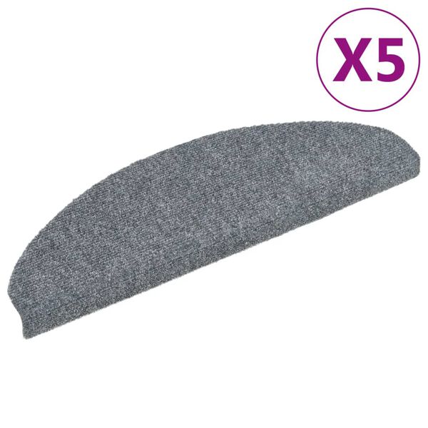 vidaXL Schodov&eacute; rohože samolepic&iacute; 5 ks 65 x 21 x 4 cm světle &scaron;ed&eacute;, půlkulat&eacute;, velk&eacute;