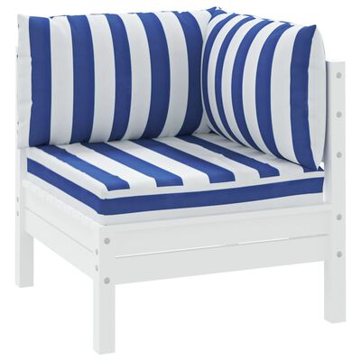 vidaXL Podušky na nábytek z palet 3 ks modré a bílé pruhy oxford