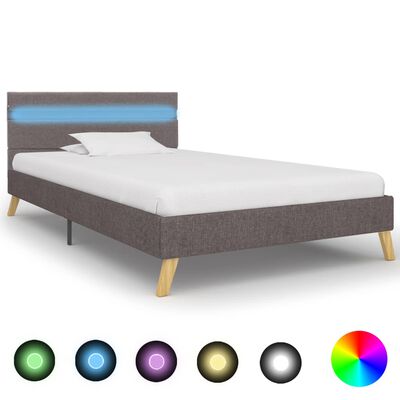 vidaXL Rám postele s LED světlem světle šedý textil 100 x 200 cm