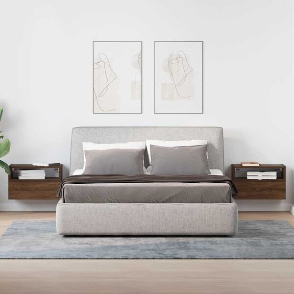 vidaXL N&aacute;stěnn&eacute; nočn&iacute; stolky 2 ks hněd&yacute; dub 45x26x28,5 cm
