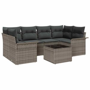vidaXL Sada zahradn&iacute;ch pohovek 7 pcs 6-Seater &Scaron;ed&aacute; polyratan