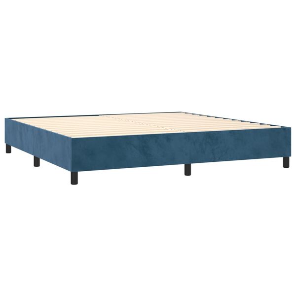 vidaXL Box spring postel s matrac&iacute; tmavě modr&aacute; 200x200 cm samet
