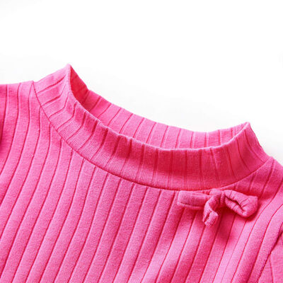 Dětské tričko s dlouhým rukávem žebrovaný úplet jasně růžové 92