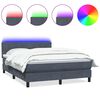 vidaXL Box spring postel s matrac&iacute; a LED tmavě &scaron;ed&aacute; 160x210 cm samet