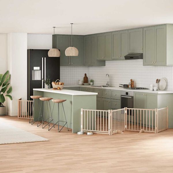 vidaXL Z&aacute;brana pro psy s dv&iacute;řky skl&aacute;dac&iacute; 6 panelů 480 cm topol