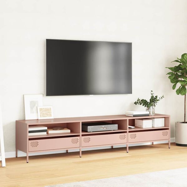 vidaXL TV skř&iacute;ňka růžov&aacute; 202 x 39 x 43,5 cm ocel v&aacute;lcovan&aacute; za studena