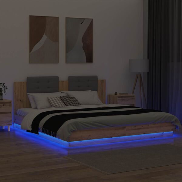 vidaXL R&aacute;m postele s čelem s čelo Artisanov&yacute; dub 200 x 200 cm