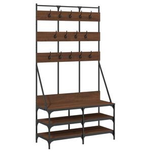 vidaXL Stojan na oblečen&iacute; s prostorem pro obuv hněd&yacute; dub 100x40x184 cm