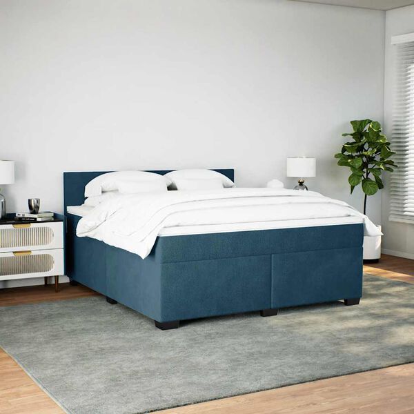 vidaXL Box spring postel s matrac&iacute; modr&aacute; 180 x 200 cm samet