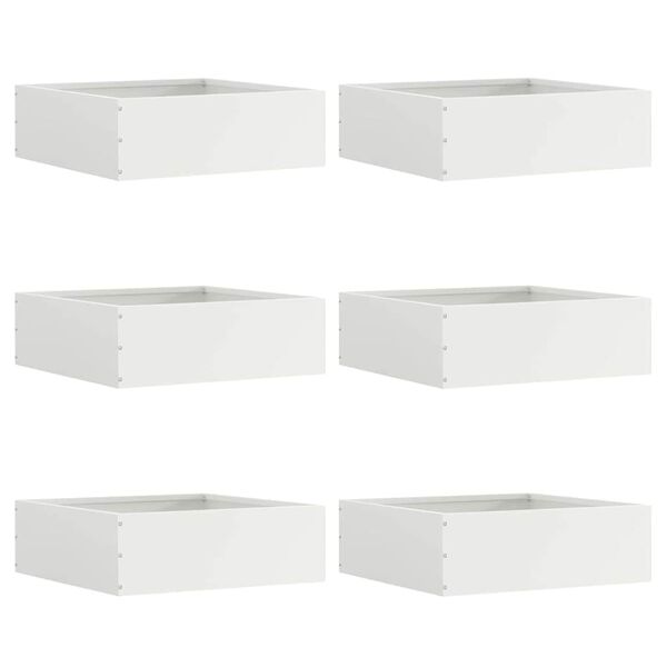 vidaXL Okraj tr&aacute;vn&iacute;ku 6 pcs B&iacute;l&aacute; 40 x 40 x 13 cm Ocel
