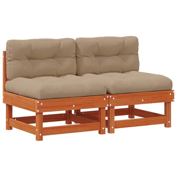 vidaXL Středn&iacute; pohovka do zahrady Masivn&iacute; borovice Voskově Hněd&aacute;