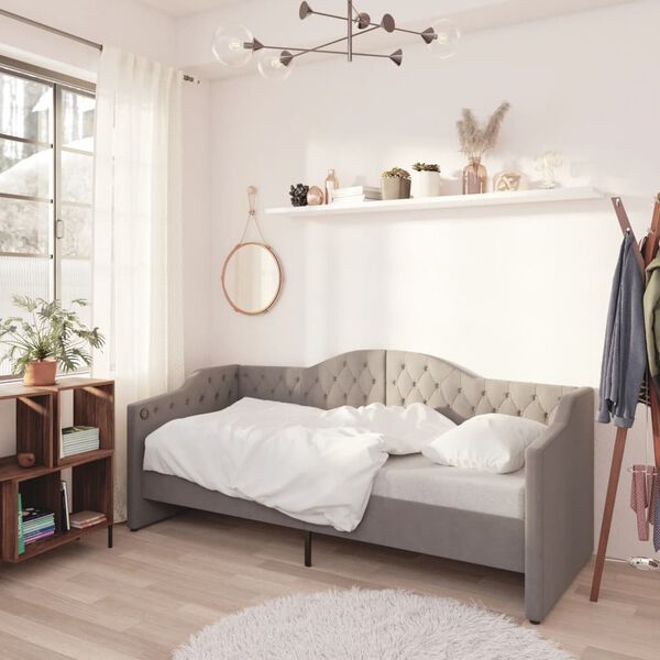 vidaXL V&aacute;lenda s USB světle &scaron;ed&aacute; textil 90 x 200 cm