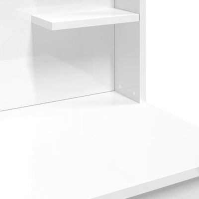 vidaXL Toaletní stolek s LED osvětlením bílý vysoký lesk 96x40x142 cm