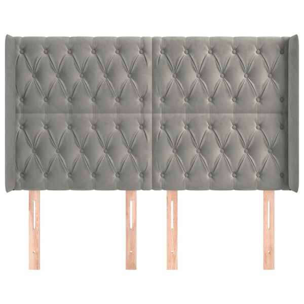 vidaXL Čelo postele typu ušák světle šedé 163x16x118/128 cm samet